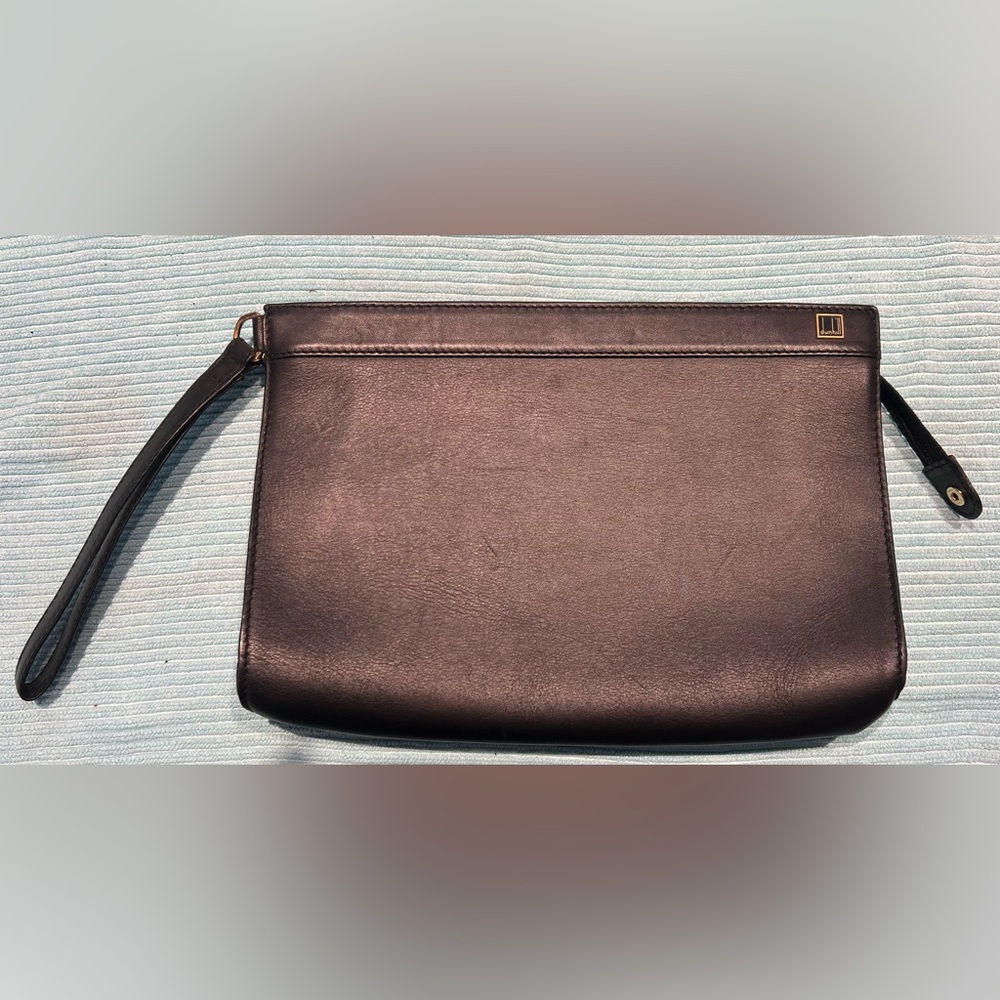 Dunhill Black Leather Wristlet Clutch